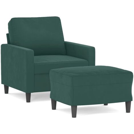 Fauteuil de Salon，Chaise，Fauteuil avec repose-pied Vert foncé 60 cm Velours CFW421451