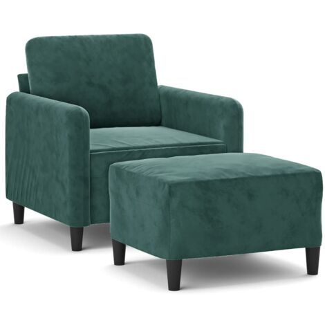 Fauteuil de Salon，Chaise，Fauteuil avec repose-pied Vert foncé 60 cm Velours CFW691650