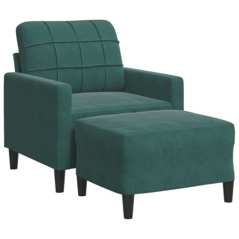 Fauteuil de Salon，Chaise，Fauteuil avec repose-pied Vert foncé 60 cm Velours CFW761727