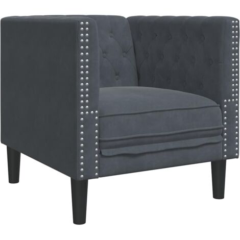 Fauteuil de Salon，Chaise，Fauteuil Chesterfield Gris foncé 71 x 74.5 x 70.5 cm Velours CFW724892