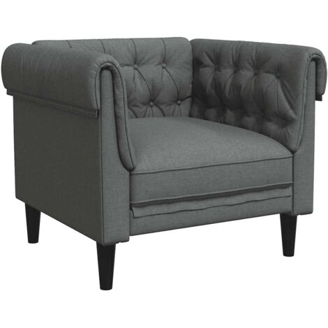 Fauteuil de Salon，Chaise，Fauteuil Chesterfield gris foncé tissu CFW790342