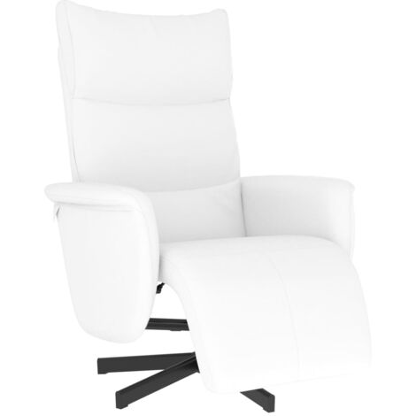 Fauteuil de Salon，Chaise，Fauteuil inclinable avec repose-pieds blanc similicuir CFW382207