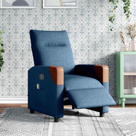 Fauteuil de Salon，Chaise，Fauteuil inclinable de massage électrique Bleu Tissu CFW501873