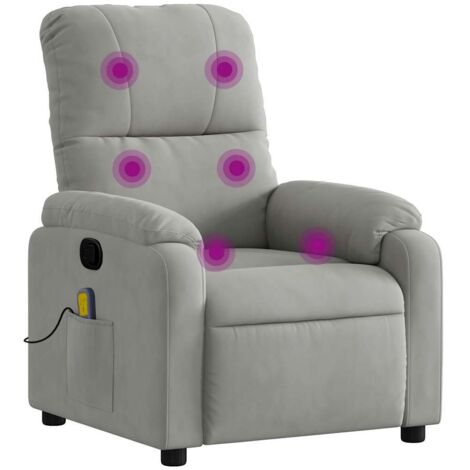 Fauteuil de Salon，Chaise，Fauteuil inclinable de massage gris clair tissu microfibre CFW662600
