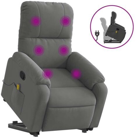 Fauteuil de Salon，Chaise，Fauteuil inclinable de massage gris foncé tissu microfibre CFW264072