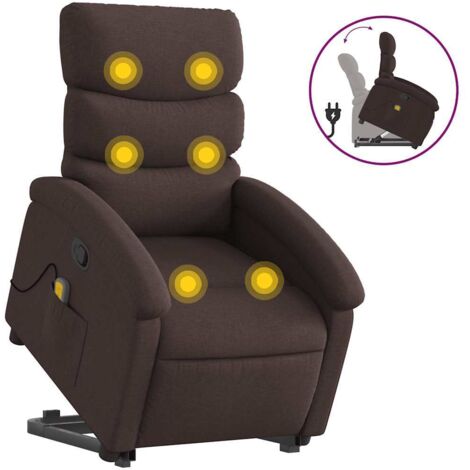 Fauteuil de Salon，Chaise，Fauteuil inclinable de massage Marron foncé Tissu CFW689866