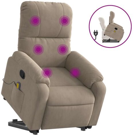 Fauteuil de Salon，Chaise，Fauteuil inclinable de massage taupe tissu microfibre CFW643914
