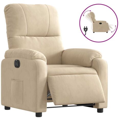 Fauteuil de Salon，Chaise，Fauteuil inclinable électrique crème tissu microfibre CFW563770