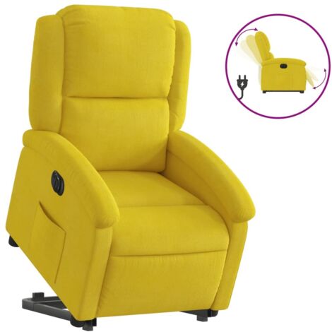 Fauteuil de Salon，Chaise，Fauteuil inclinable électrique jaune Velours CFW809065
