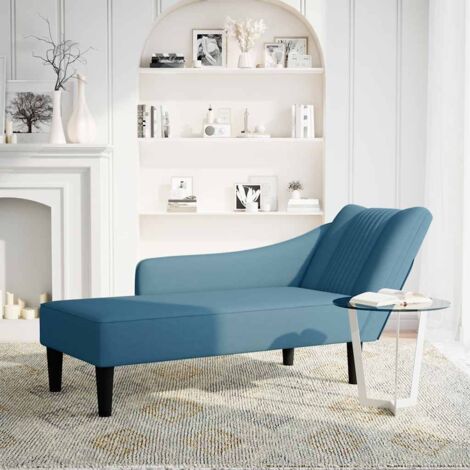 Fauteuil de Salon，Chaise，Fauteuil long avec accoudoir droit bleu velours CFW276756
