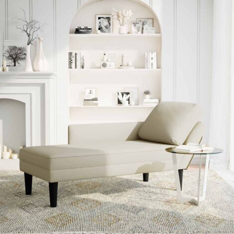 Fauteuil de Salon,Chaise,Fauteuil long avec coussin et accoudoir droit crème velours CFW824172