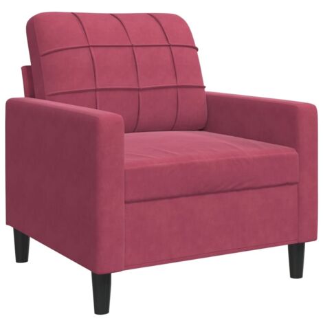 Fauteuil de Salon，Chaise，Fauteuil Rouge bordeaux 60 cm Velours CFW862889