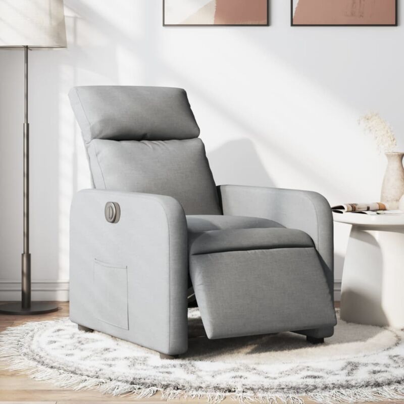 Design In - Fauteuil de Salon,Fauteuil inclinable électrique Gris clair Tissu CFW68143