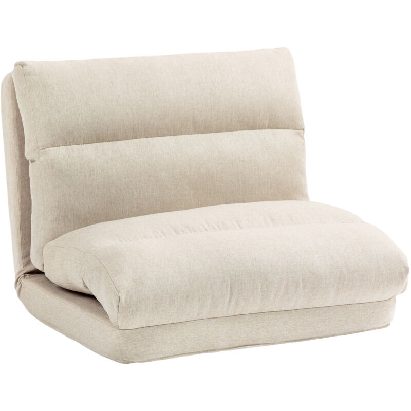 Fauteuil de sol canapé paresseux fauteuil convertible en lit inclinable 90° à 180° tissu - 70 x 72 x 56 cm - beige