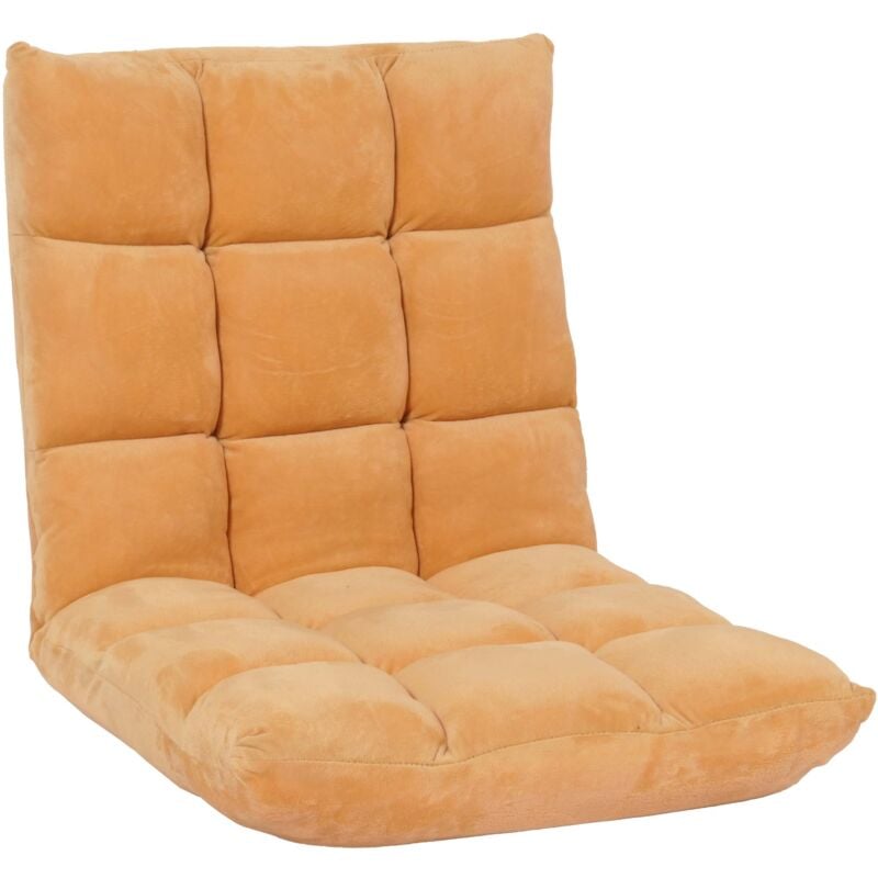fauteuil de sol hhg 904, fauteuil de relaxation coussin de sol fauteuil pliant 6 positions de relaxation, structure stable en velours marron clair