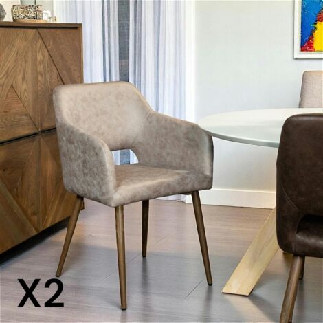 Fauteuil de table gris taupe (lot de 2)
