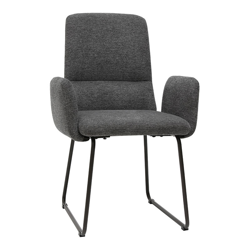 Fauteuils De Table Design En Metal Noir Avec Coussin Lot De 2