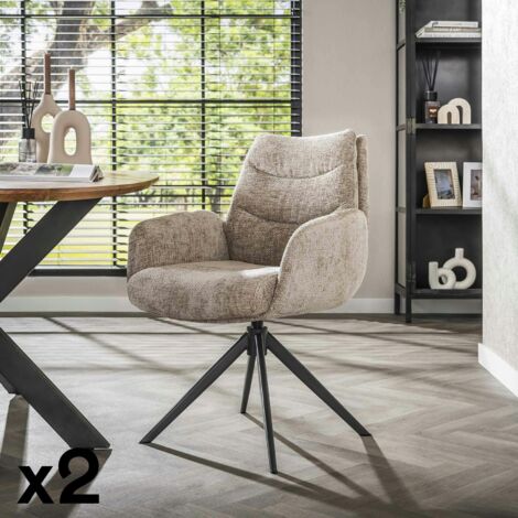 Fauteuil de table pivotant en velours beige (lot de 2) TAJ