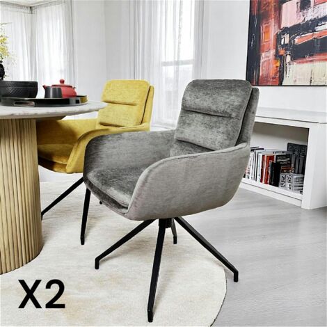 Fauteuil de table pivotant en velours gris (lot de 2) PALERME