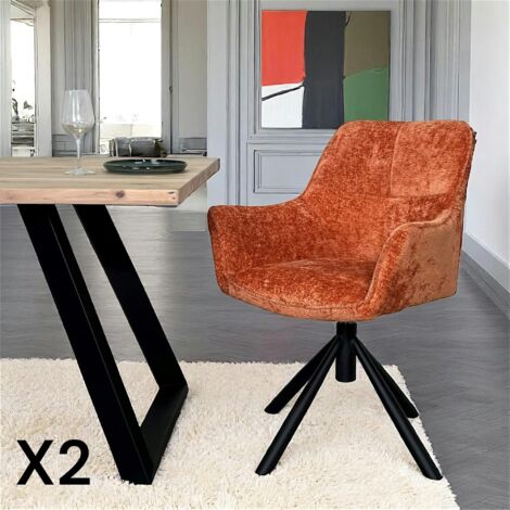 Fauteuil de table pivotant tissu terracotta (lot de 2) IENA
