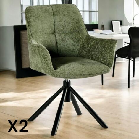 Fauteuil de table pivotant tissu vert (lot de 2) IENA