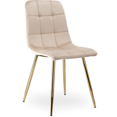 Fauteuil DENVER en velours beige doré