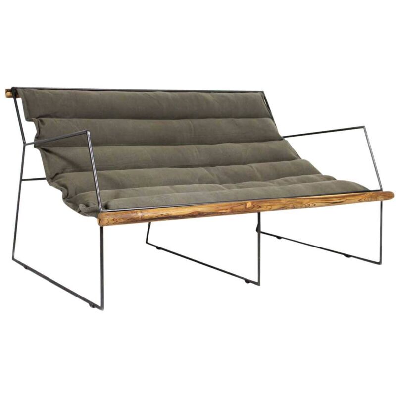 Made In Meubles - Fauteuil assise suspendue kaki 2 places Rosalie