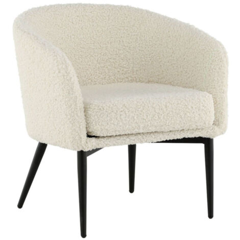 Fauteuil Design Bouclette "Fluffy" 70cm Blanc