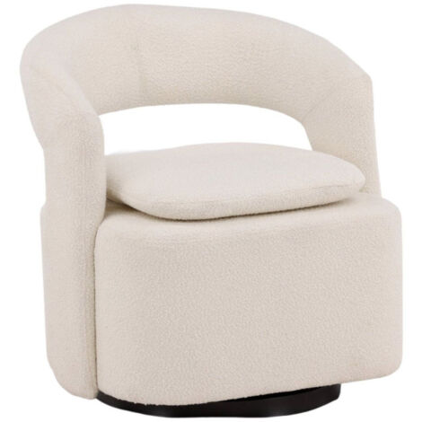 Fauteuil Design Bouclette "Laurel" 71cm Blanc