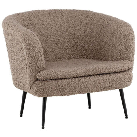 Fauteuil Design Bouclette "Nordkoster" 81cm Beige Foncé