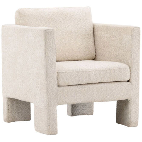 Fauteuil Design Bouclette "Ragusa" 87cm Blanc