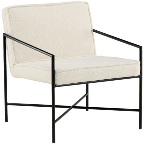 Fauteuil Design Bouclette "Rakel" 78cm Blanc Cassé