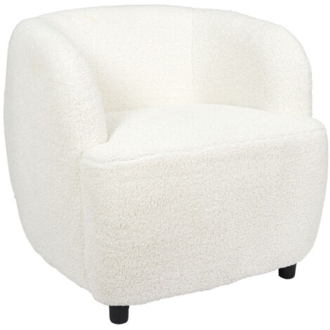 Fauteuil Design Bouclette "Shirley" 77cm Blanc