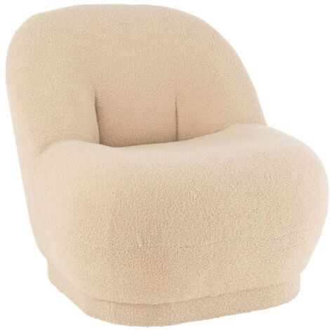 Fauteuil Design Bouclette "Teddy" 88cm Beige
