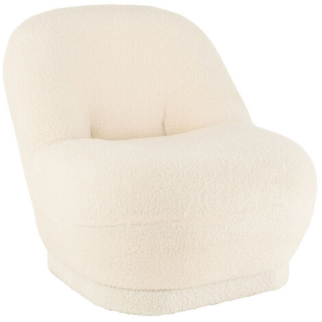 Fauteuil Design Bouclette "Teddy" 88cm Blanc