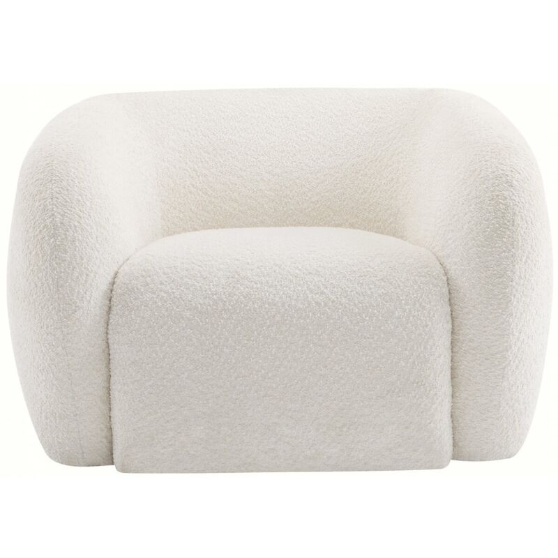 Fauteuil design bouclette Washington - Blanc