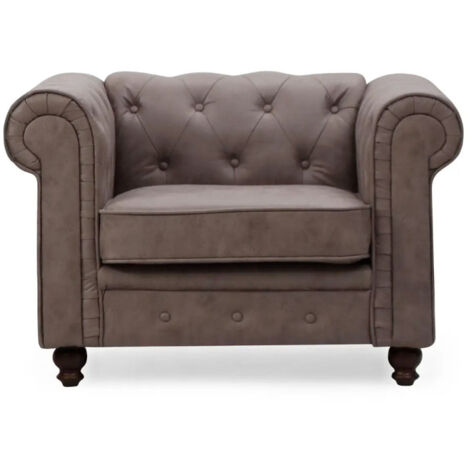 Fauteuil Design "Chesterfield" 110cm Marron Vintage