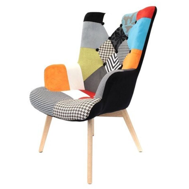 The Home Deco Factory - Fauteuil Patchwork Design Helsinki Home