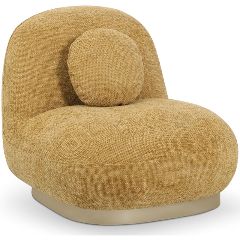 Fauteuil Design Courbe Style Contemporain Rembourré en Chenille - Larry Moutarde