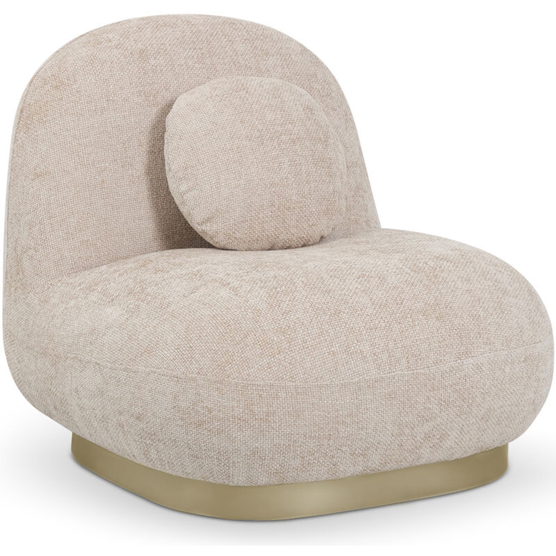 Fauteuil Design Courbe Style Contemporain Rembourré en Chenille - Larry Beige Fauteuil Design Courbe Style Contemporain Rembourré en Chenille - Larry Beige