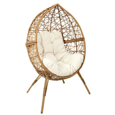 Fauteuil Design & Coussin "Œuf" 150cm Naturel