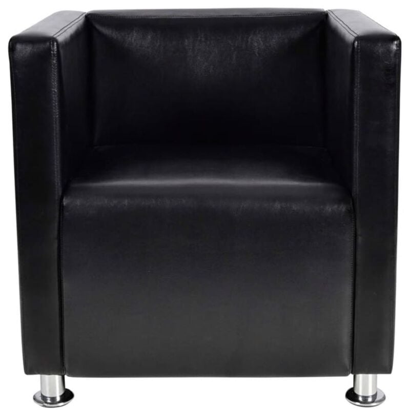 Fauteuil Cube Similicuir Noir
