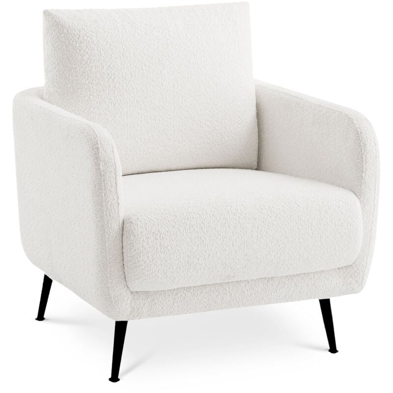 Fauteuil design emma bouclette blanc