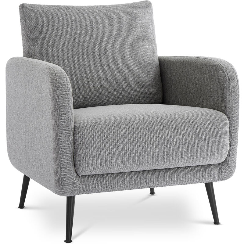Fauteuil design emma tissu gris clair