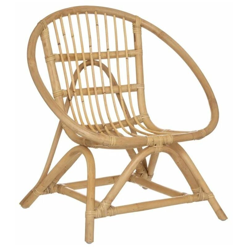 Atmosphera - Fauteuil Design en Rotin Léo 58cm Naturel