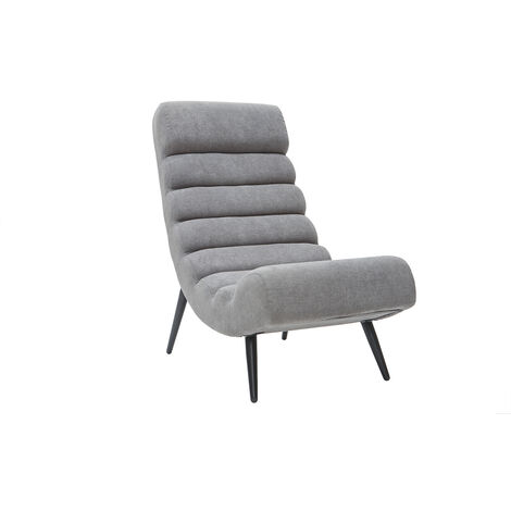 Fauteuil design en tissu effet velours gris et métal noir TAYLOR