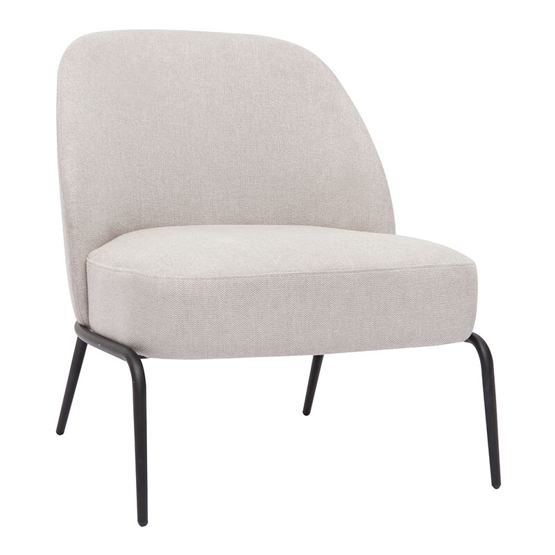 Miliboo - Fauteuil design en tissu effet velours texturé beige et métal noir brego