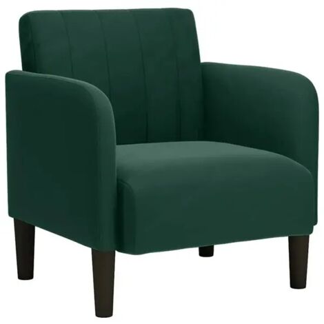 Fauteuil design en velours, assise 54 cm, accoudoirs verts foncés, siège ergonomique pour salon ou bureau