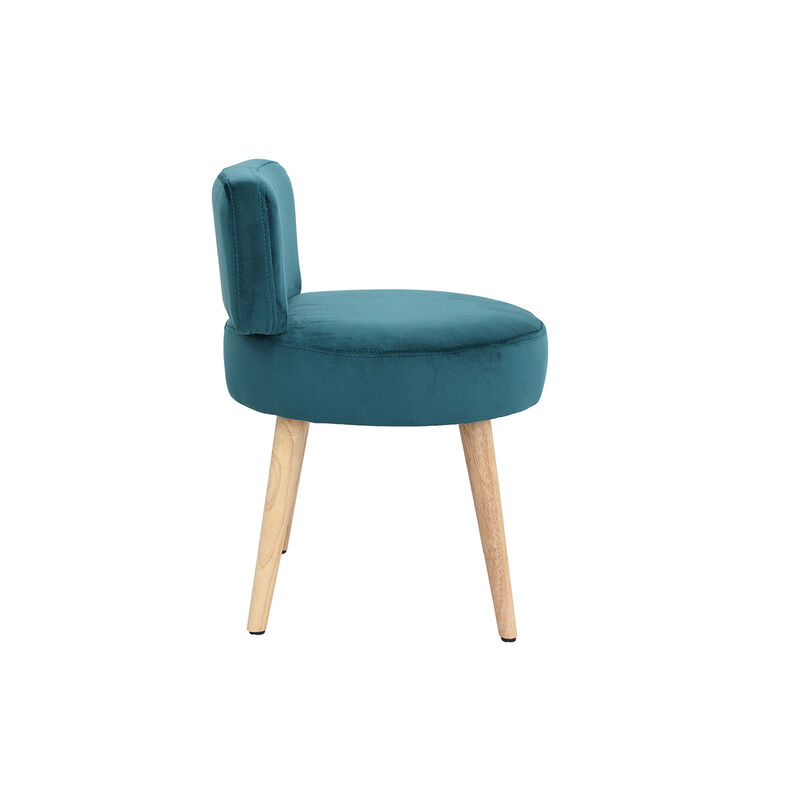 Fauteuil Design En Velours Bleu Canard Et Pieds Bois Tanaka