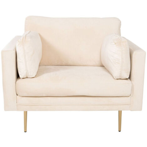 Fauteuil Design en Velours "Boom" 110cm Beige & Or